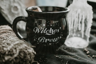 a black mug on a table