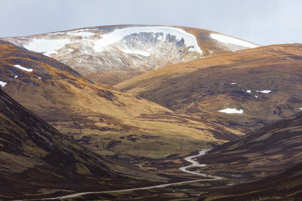 a mountain with snow