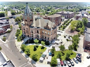 a large building with a tower