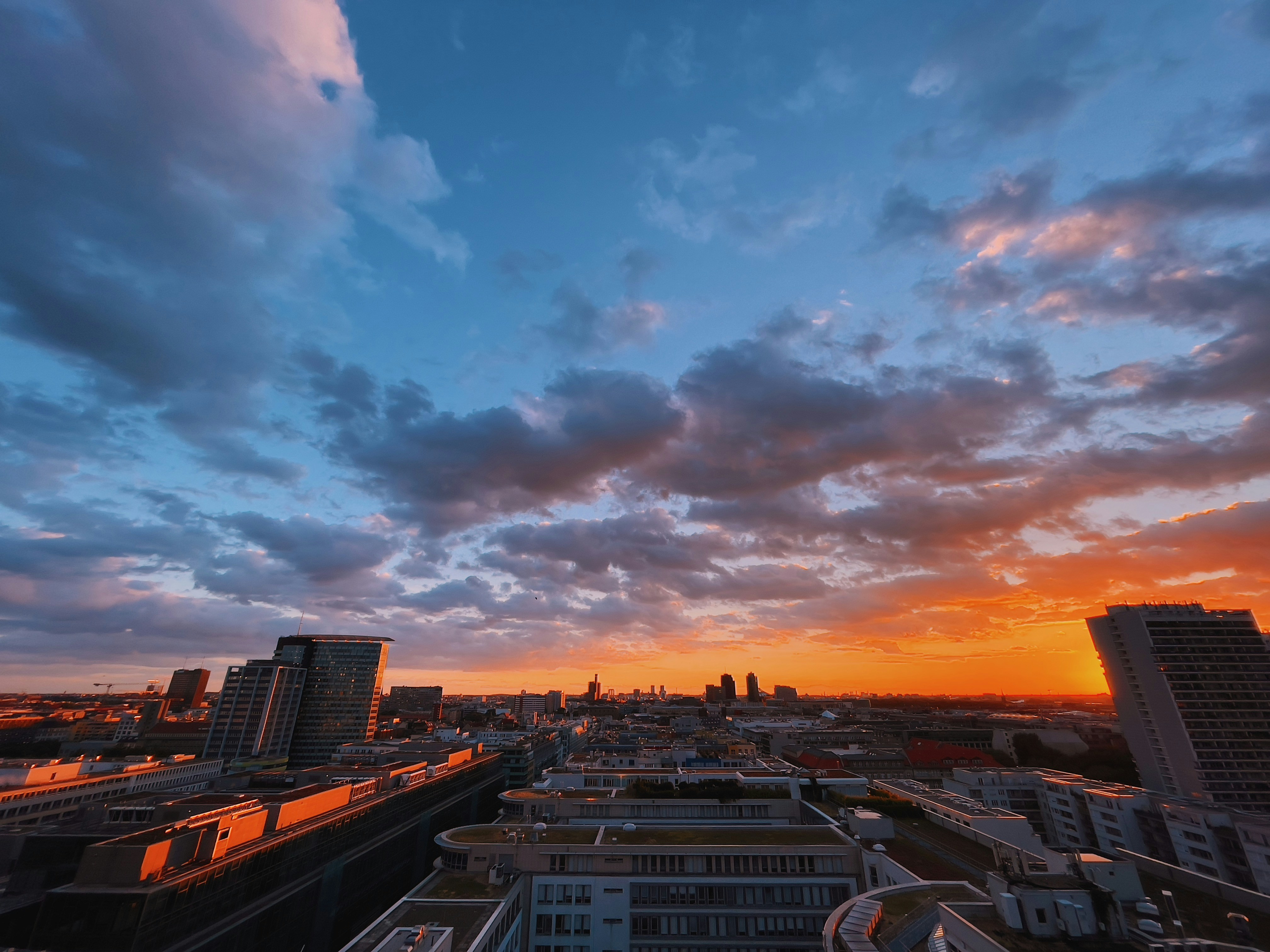 European city skyline at dawn