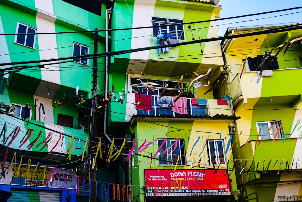 a row of colorful buildings