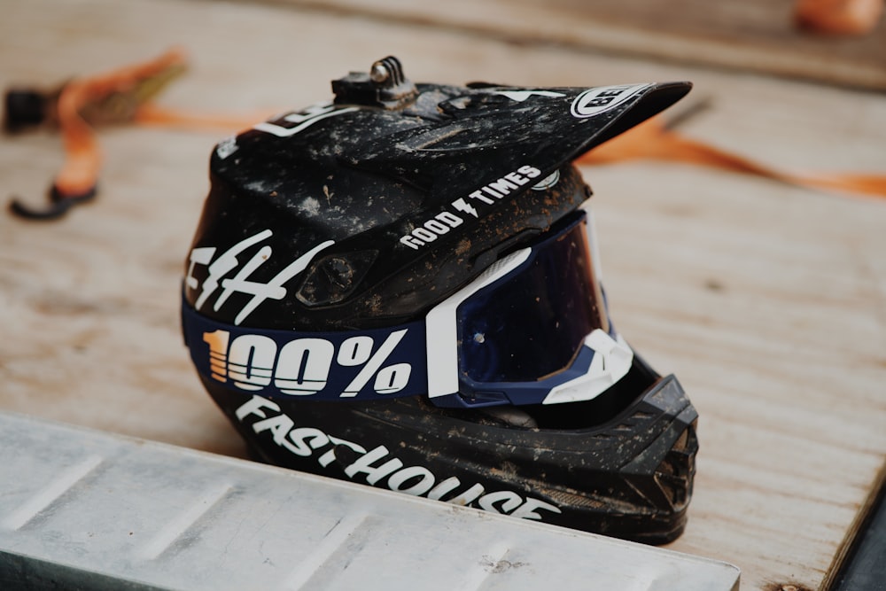 a helmet on a table