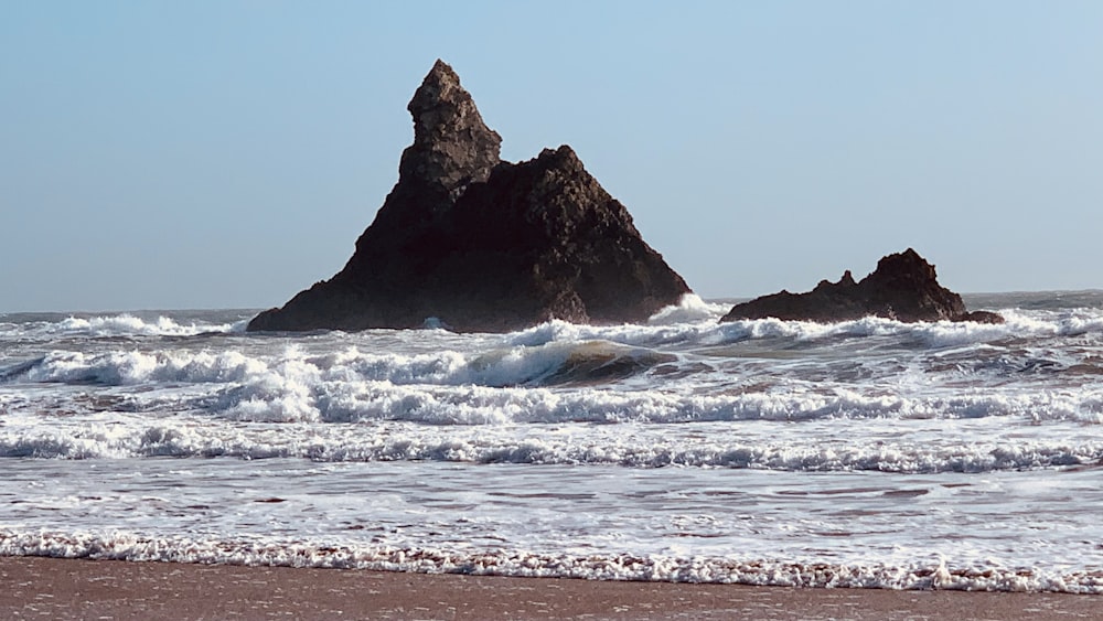 waves crashing on a beach