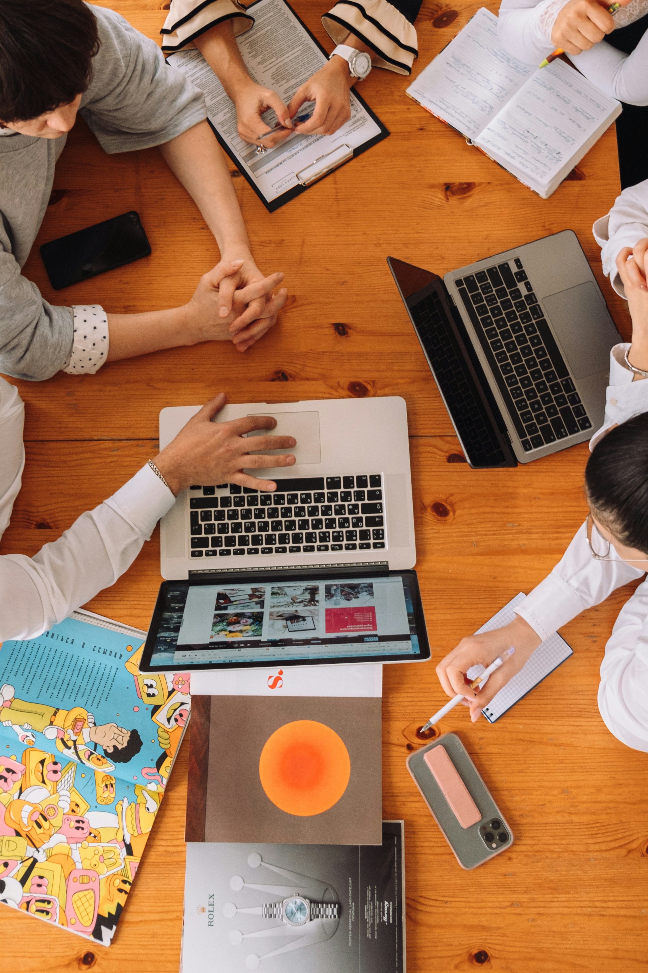 Diverse team of professionals working together