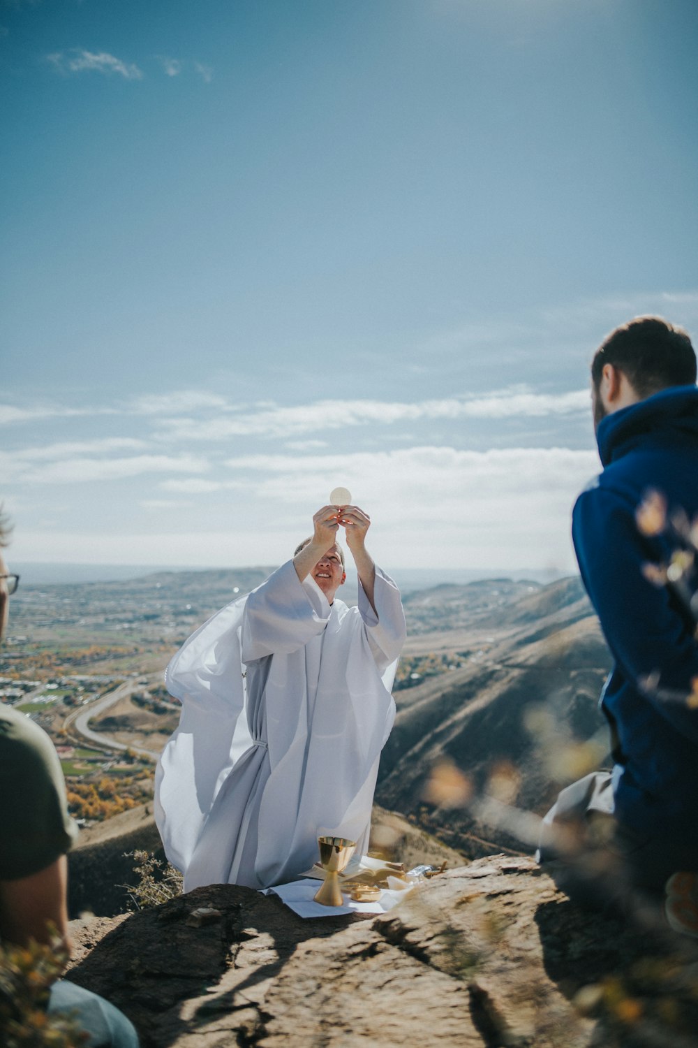 a person wearing a white robe