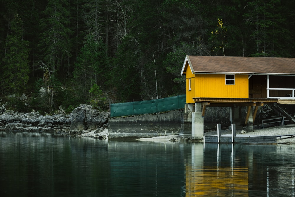 a house on a dock over water