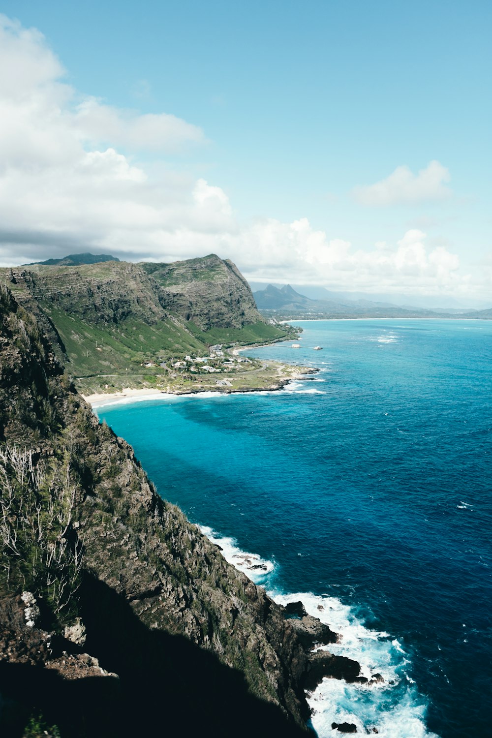 a body of water with land on the side