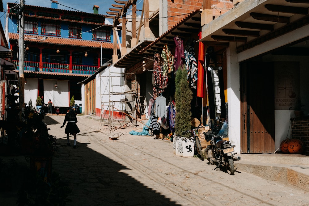 a person walking down a street