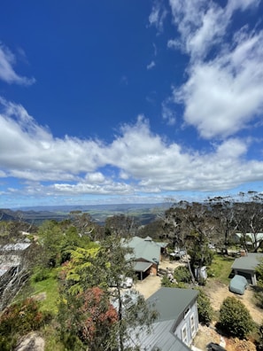 A scenic view of our houses nestled in green surroundings.