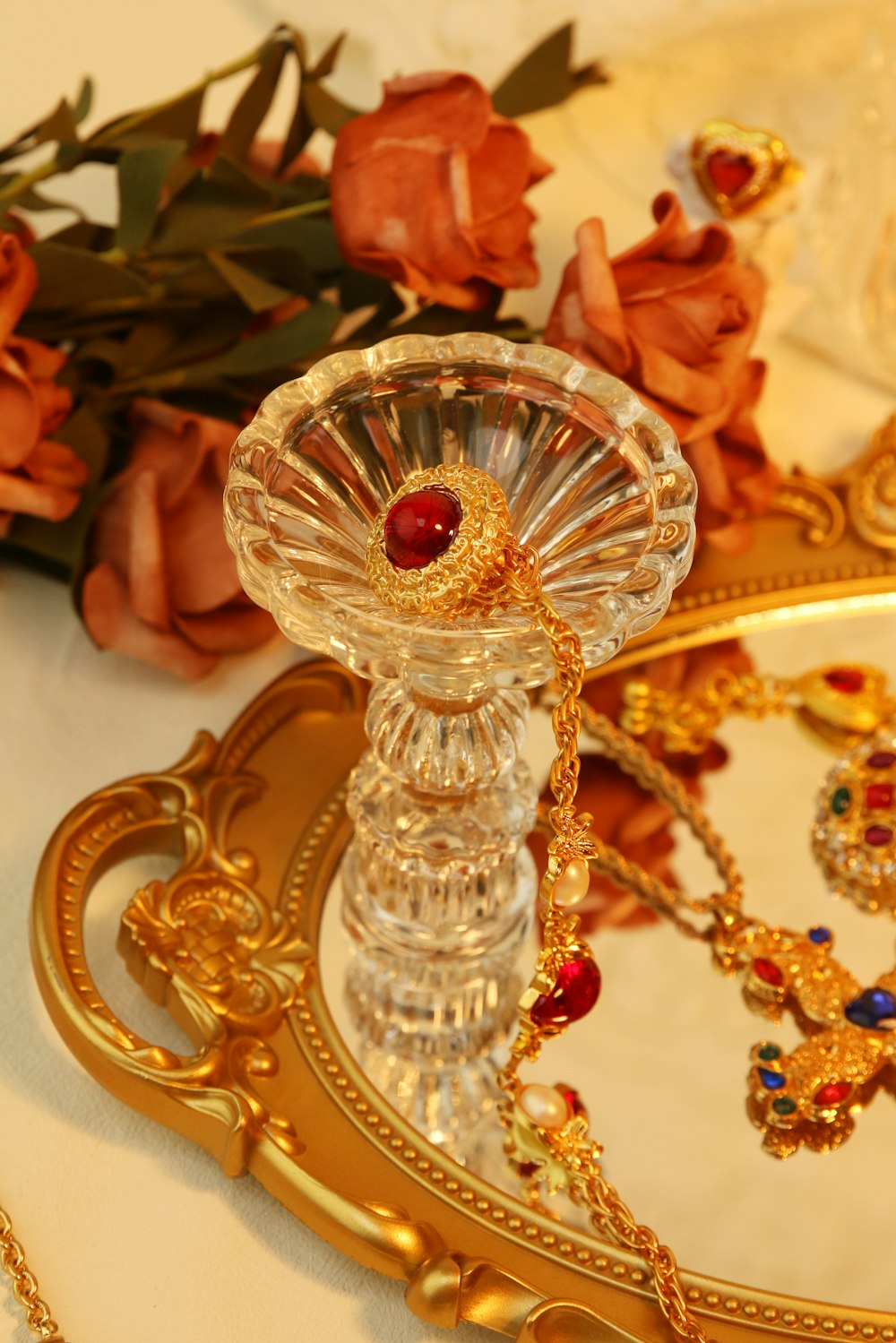 a gold and ornately decorated table
