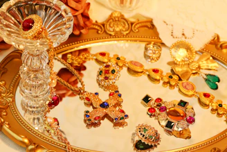 a table with jewelry