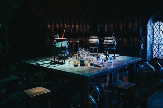 a table with a group of objects on it