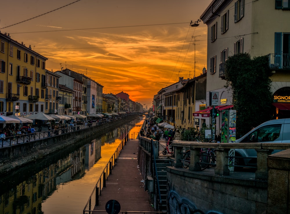 a canal with buildings along it