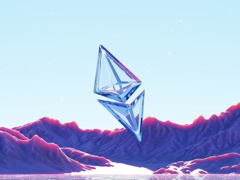 Futuristic Himalayan quantum vault glowing with blue light amidst snowy peaks.