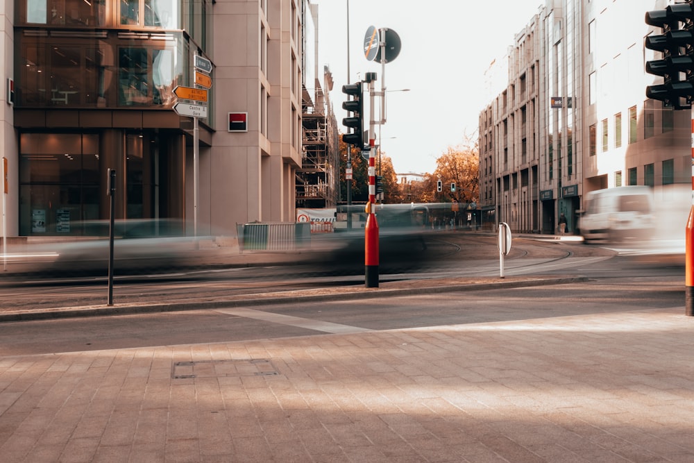 a street corner with a traffic light