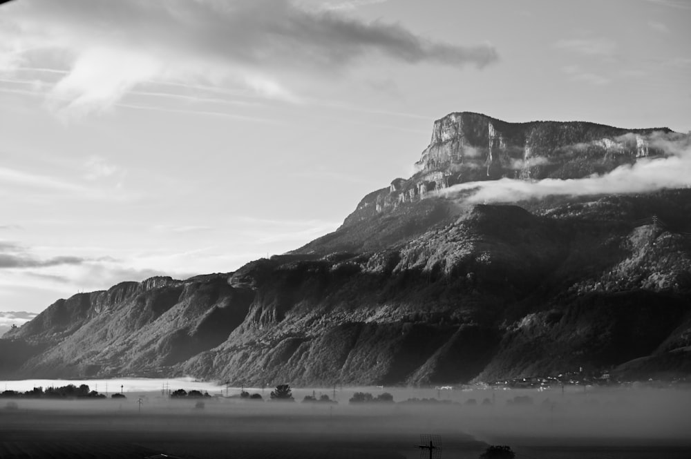 a mountain range with snow