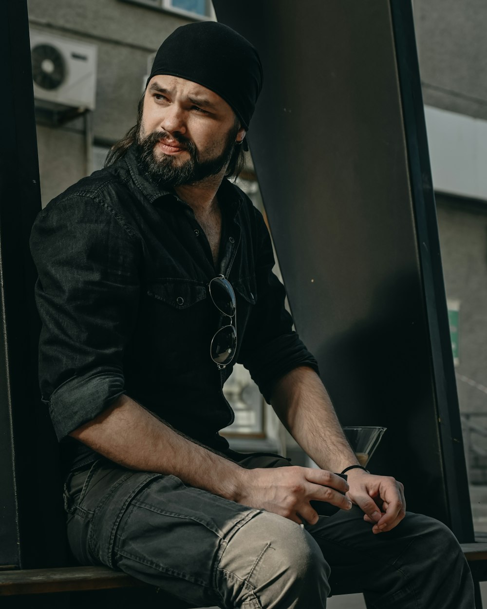 a man sitting on a chair