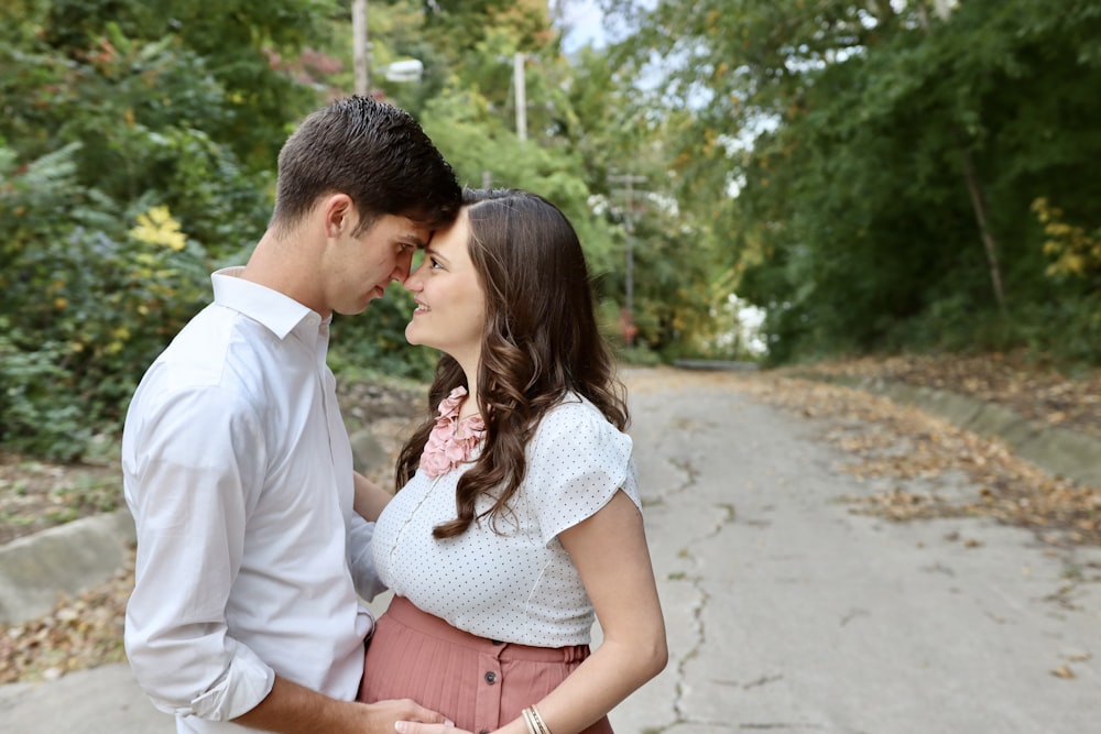 a man and woman kissing