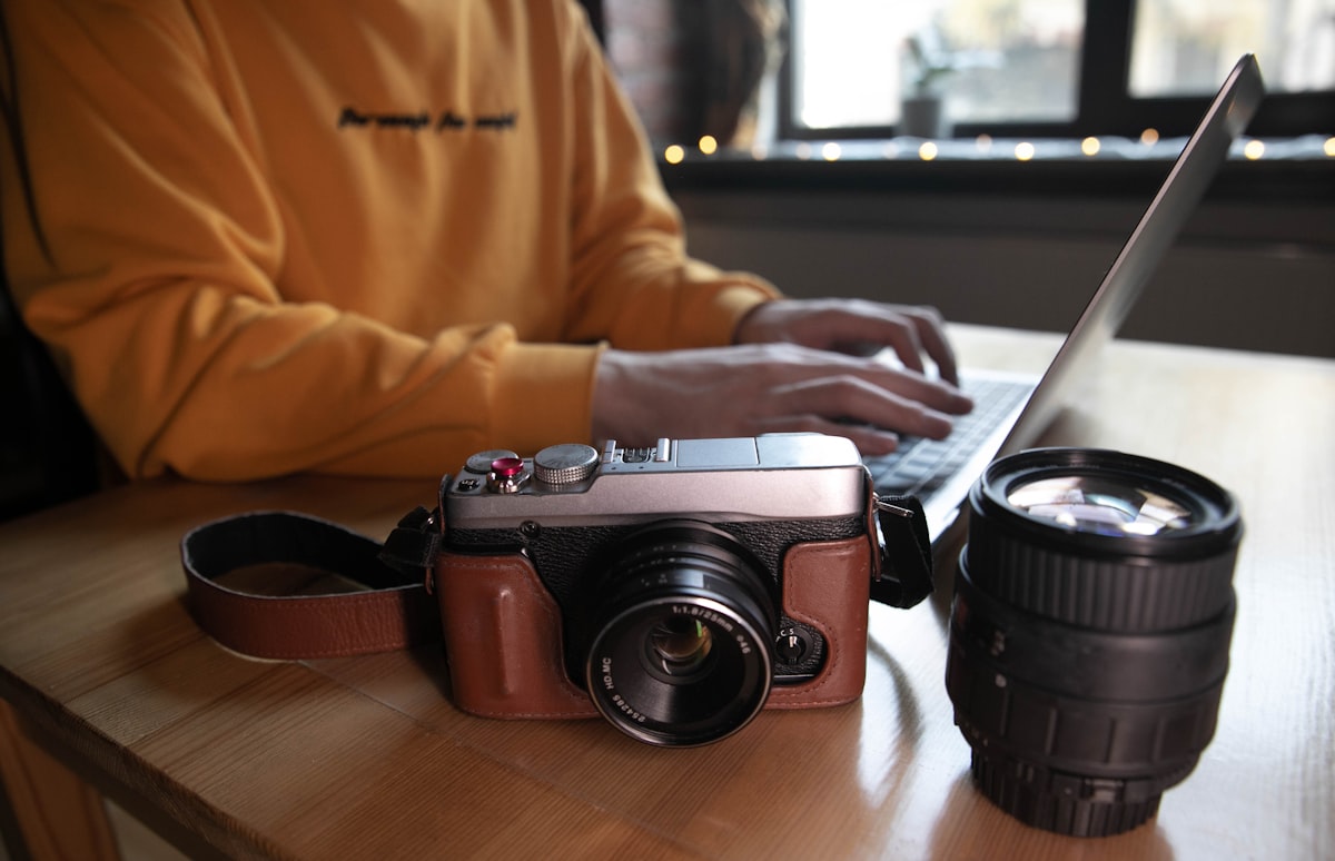 Person editing photos on a laptop