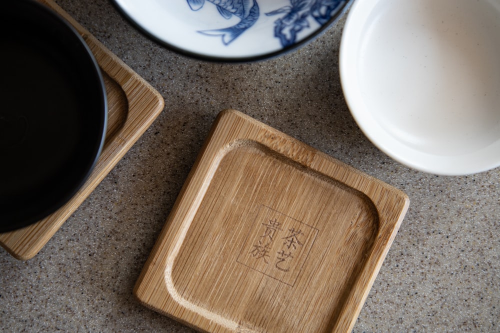 a wooden box on a counter