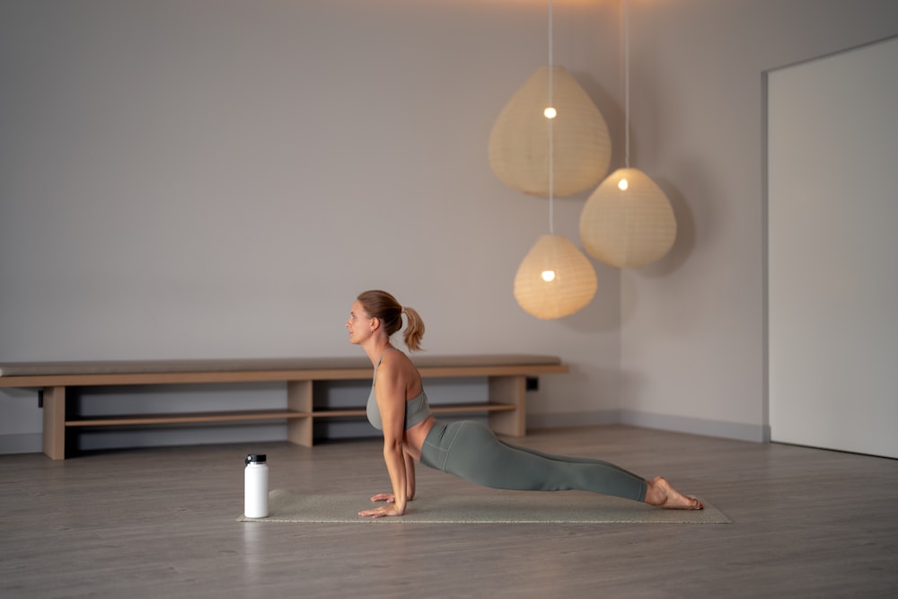 a woman doing yoga