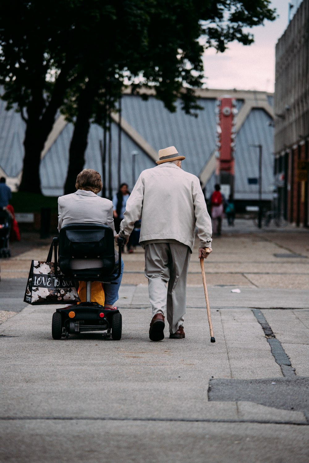 a person walking with a stroller