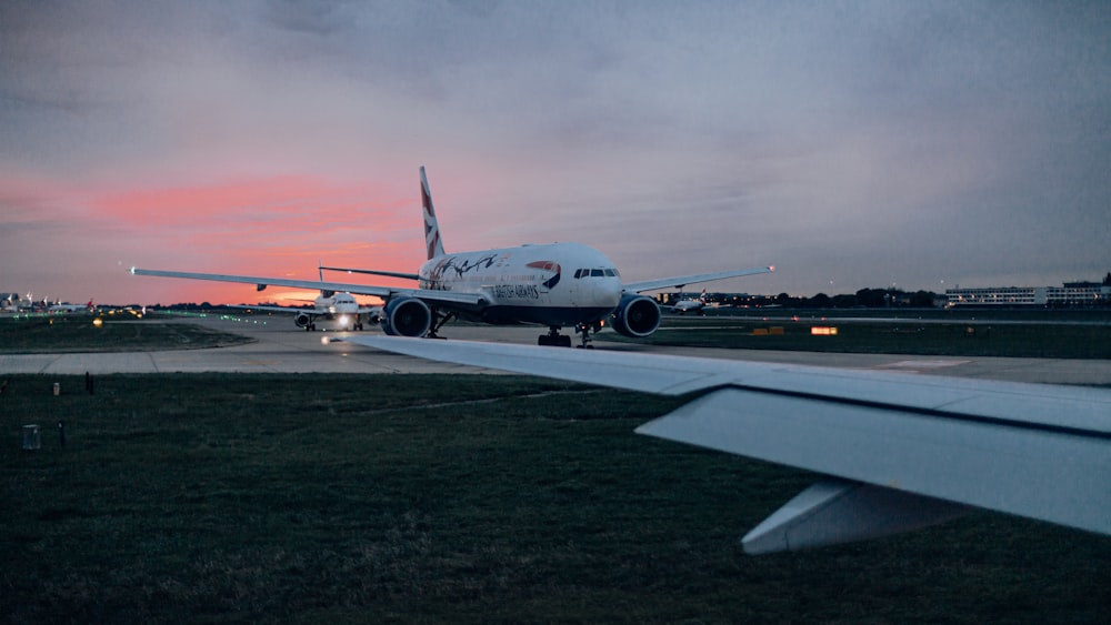 an airplane on the runway