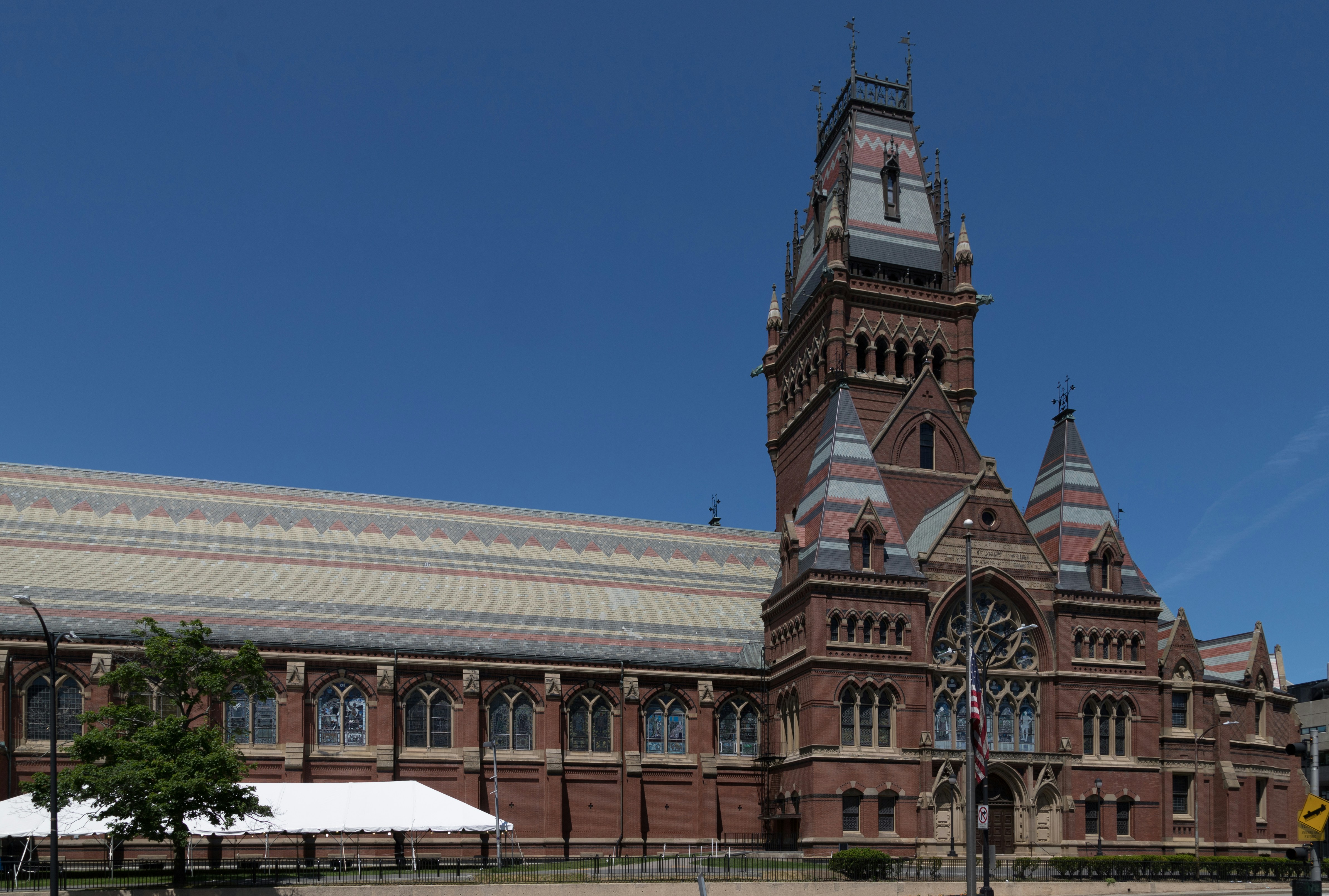 a large building with a tower