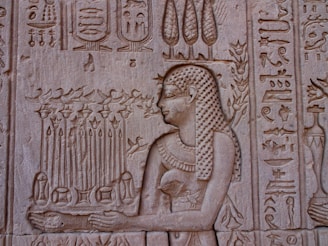 a stone carving of a person