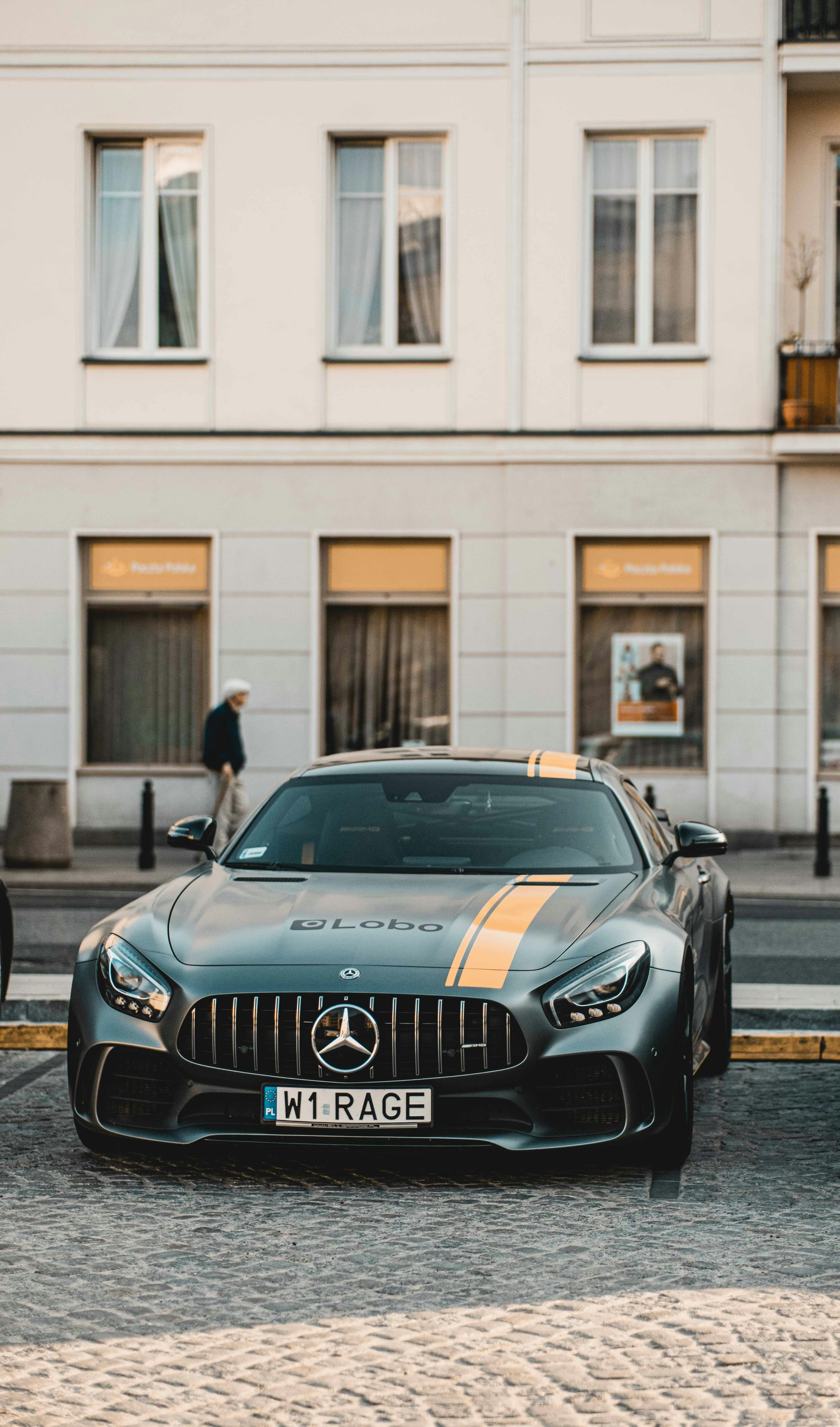 a car parked in front of a building