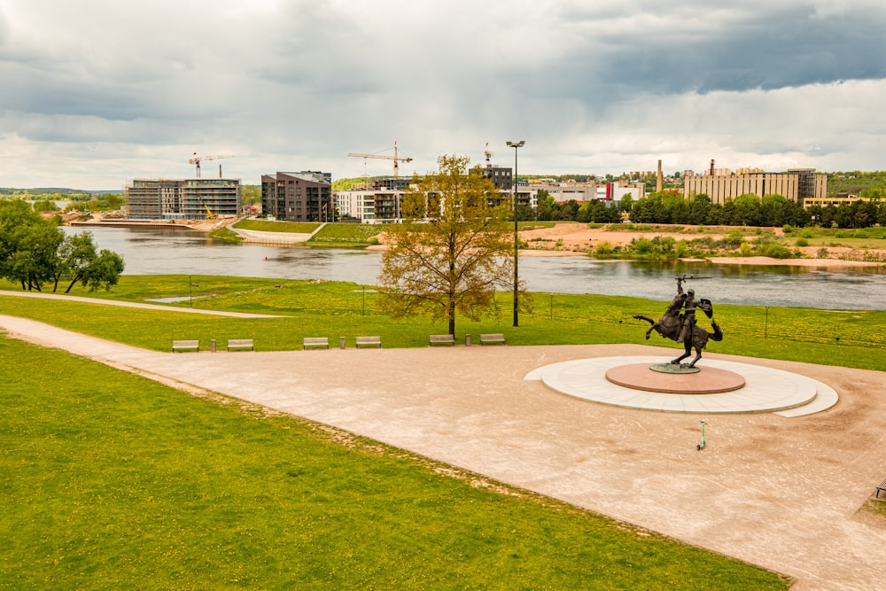 a statue in a park