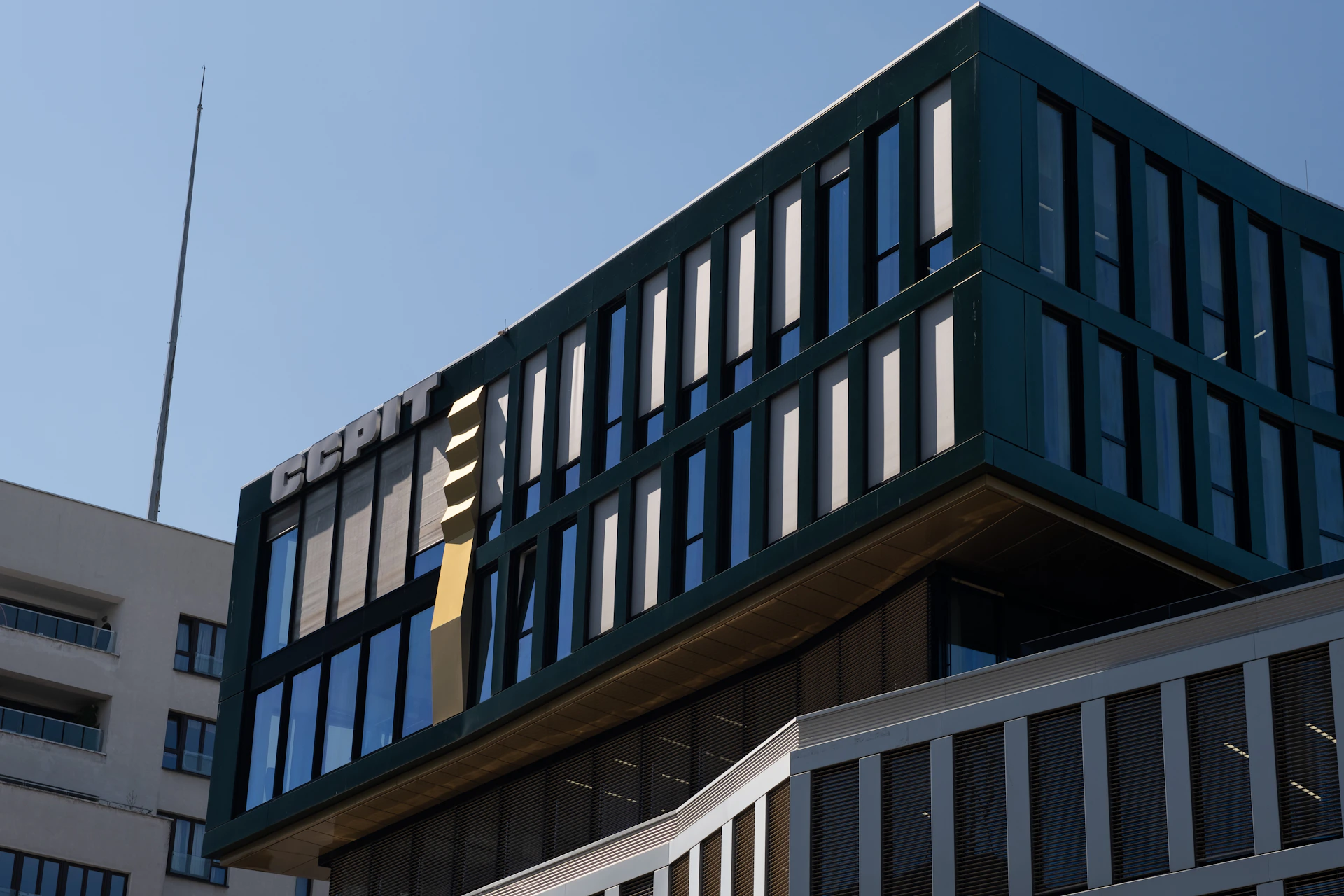 a building with a glass wall