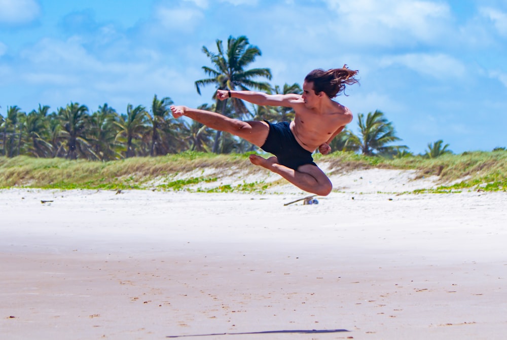 a man jumping in the air