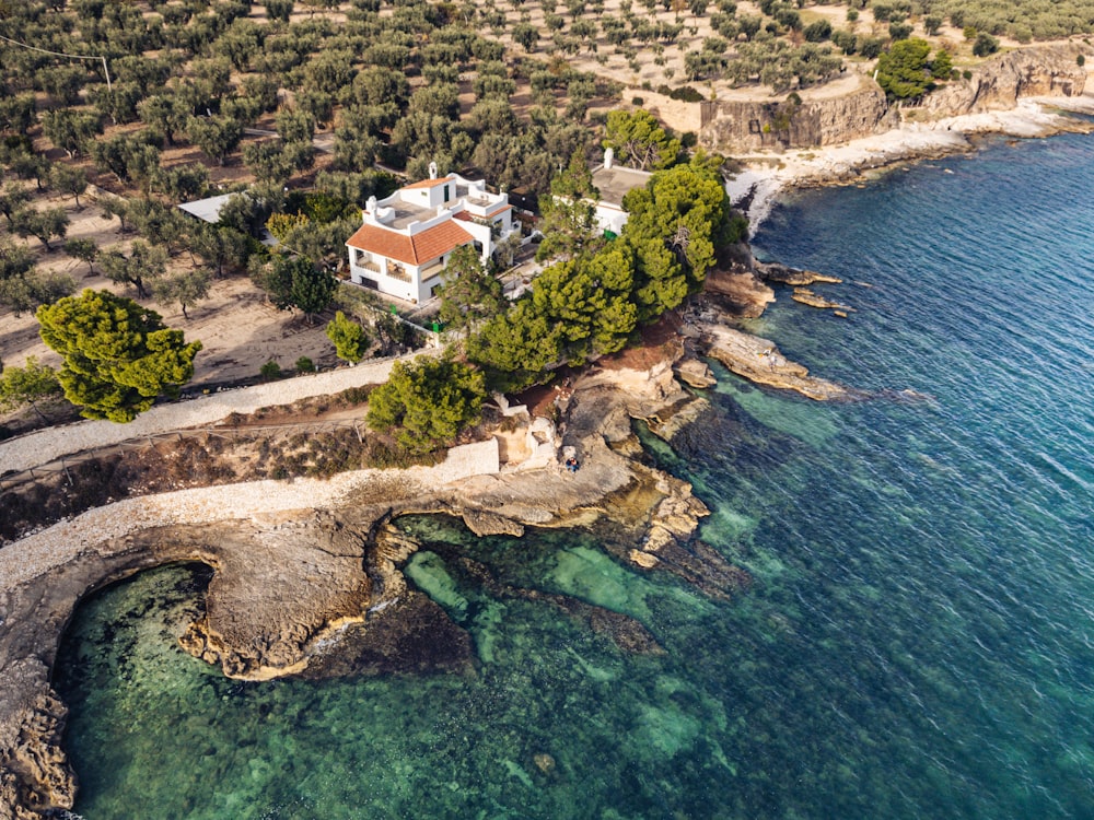 a house on a cliff by the water