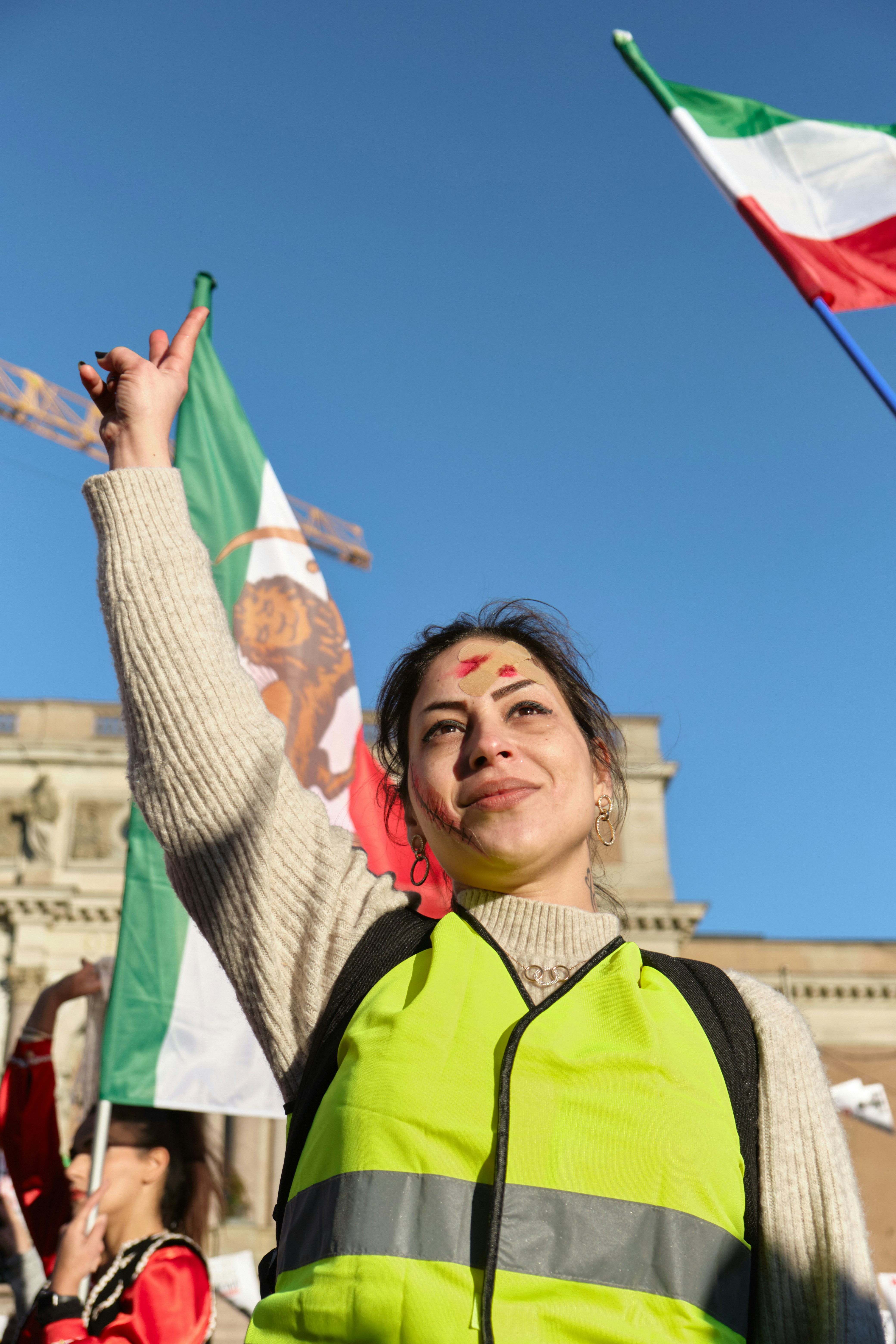 a person holding a flag