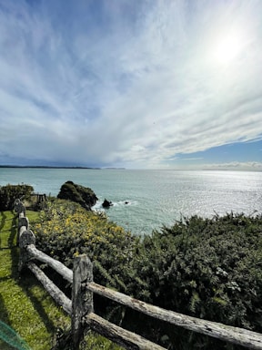 a fence next to a body of water