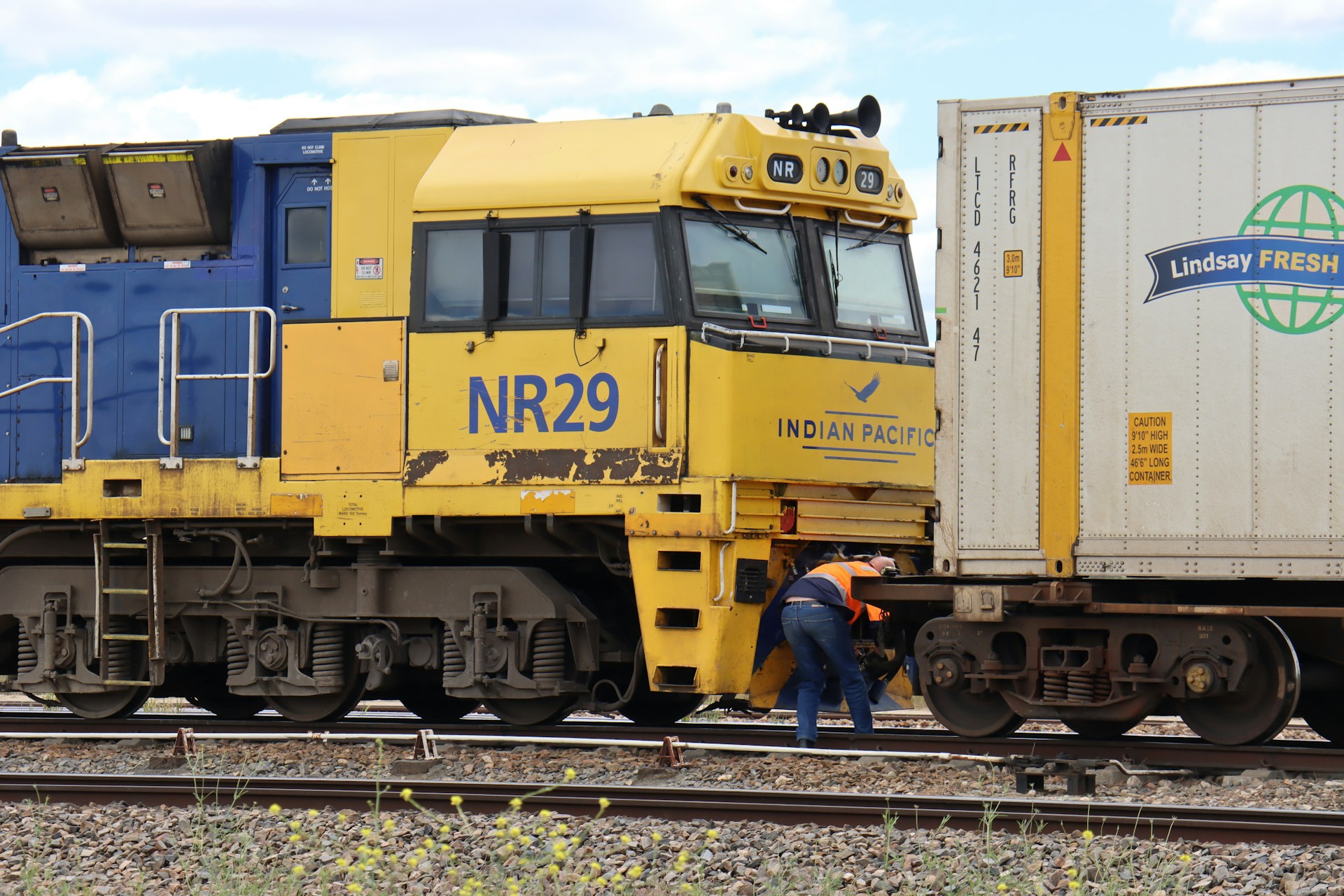 a person working on a train