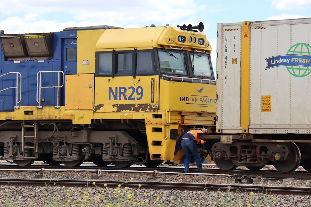 a person working on a train