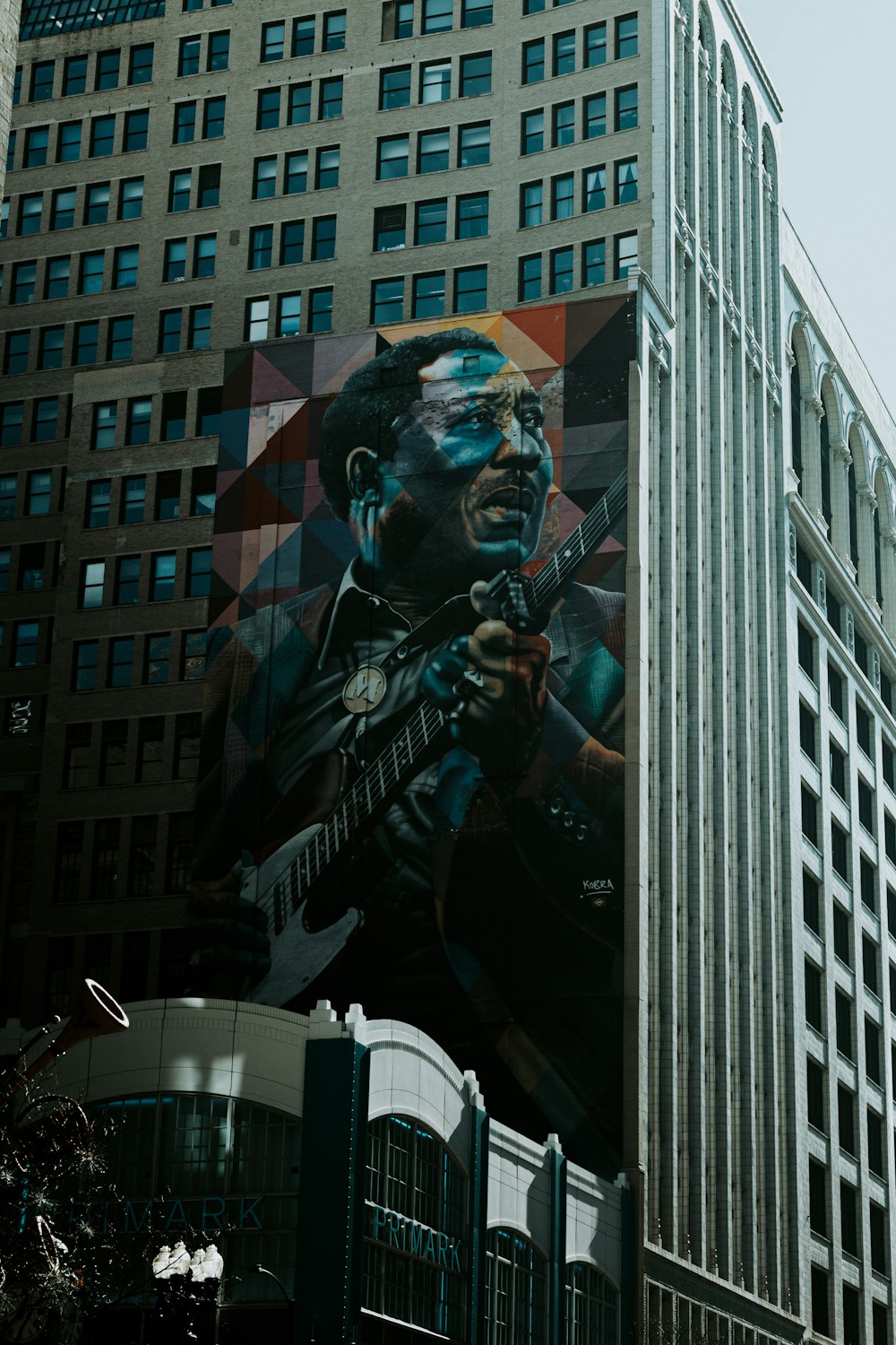 a large poster on a building
