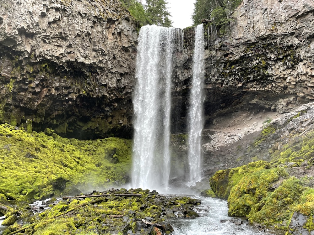 a waterfall in a rocky area