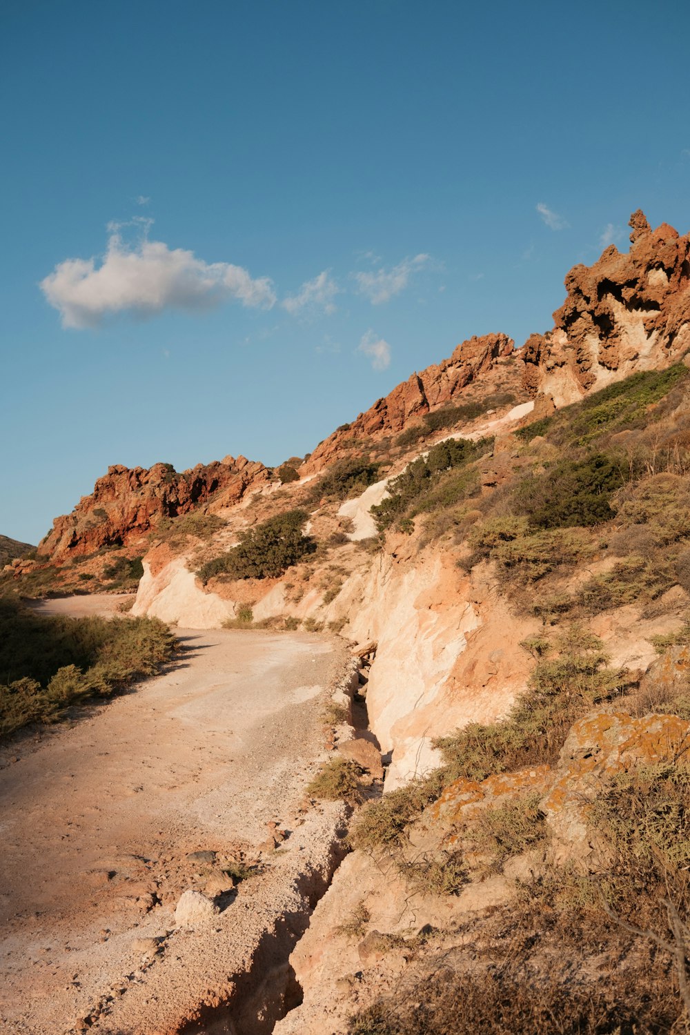 a dirt road in the mountains