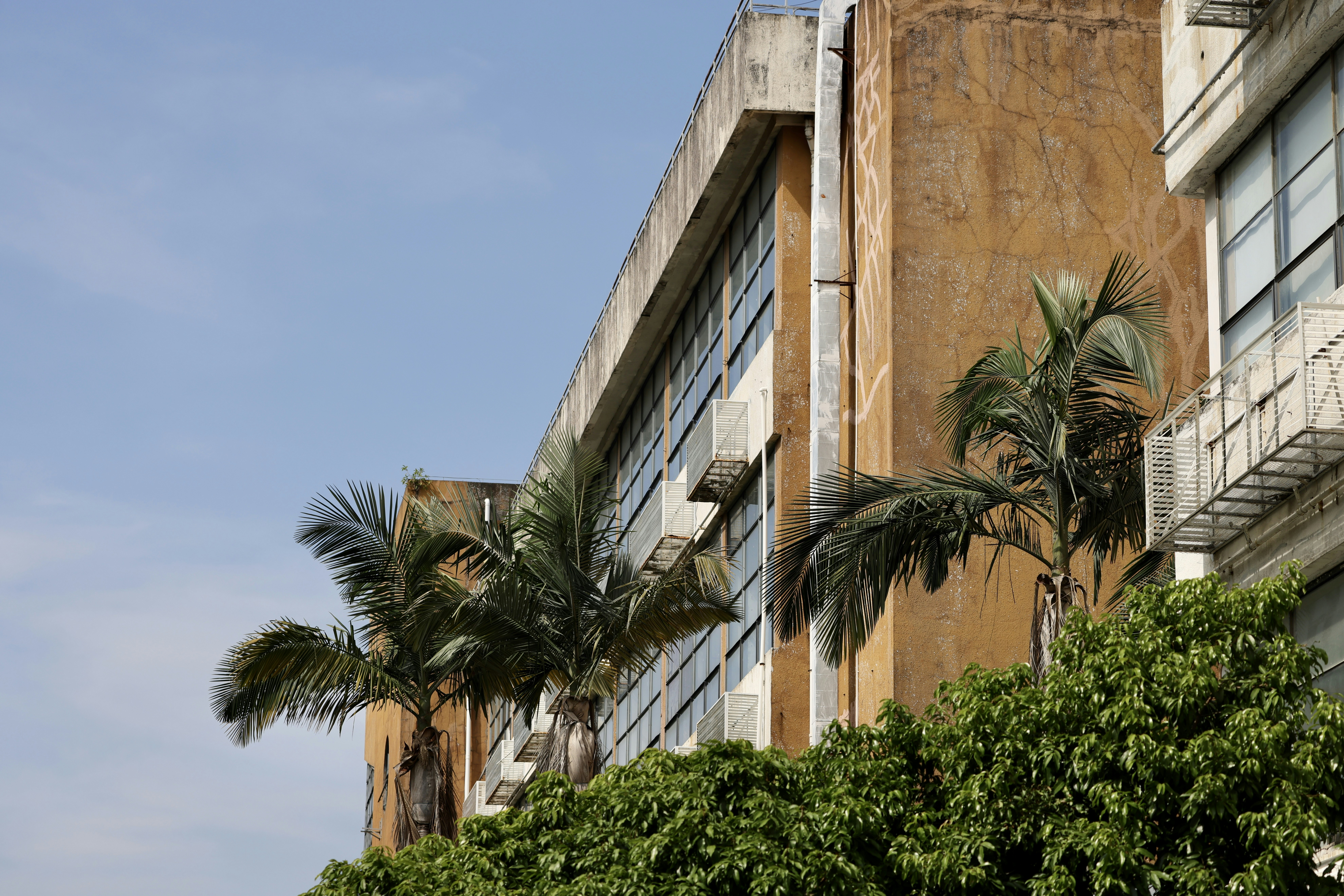 a building with trees and bushes