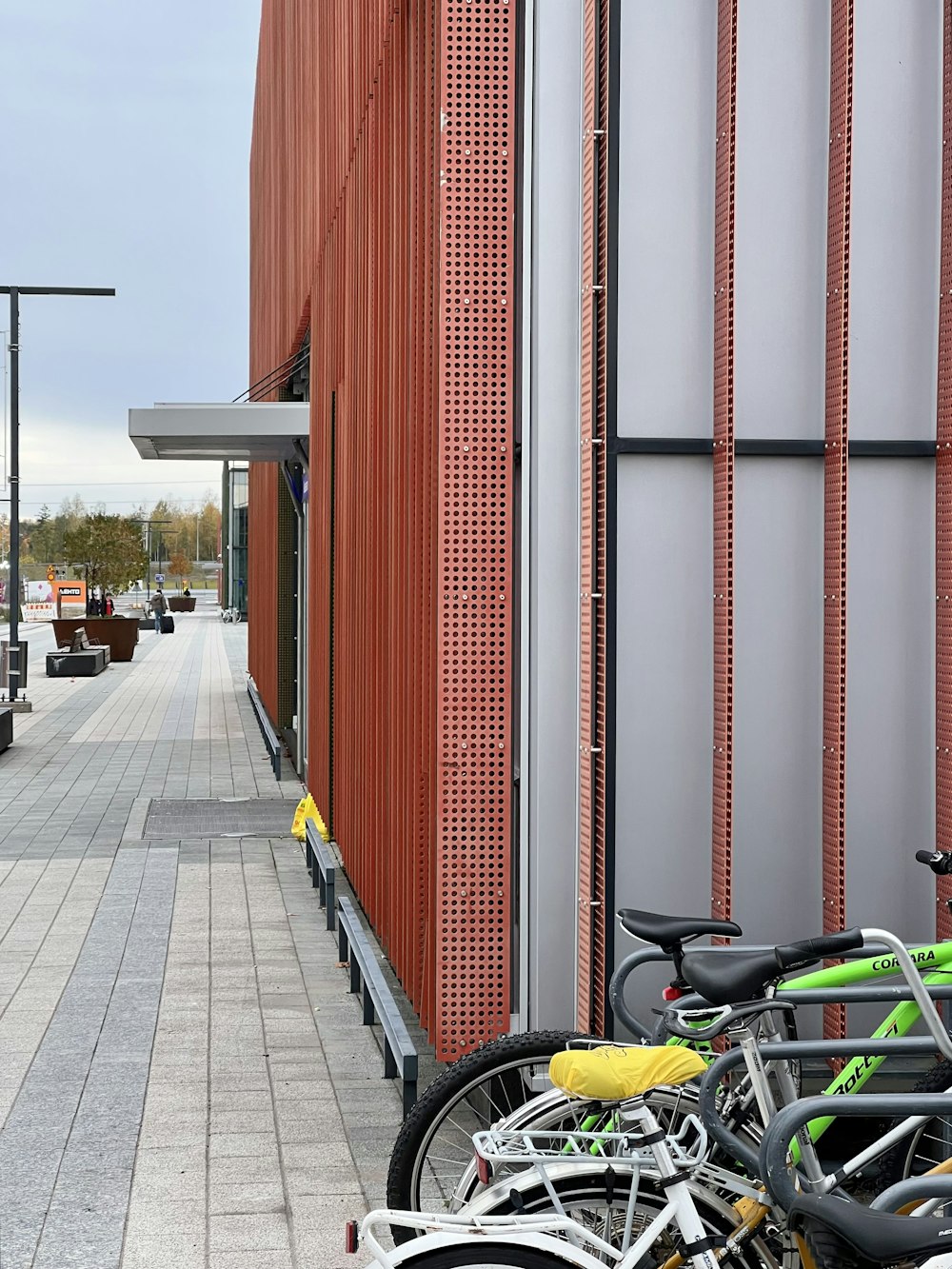 bicycles parked on a sidewalk