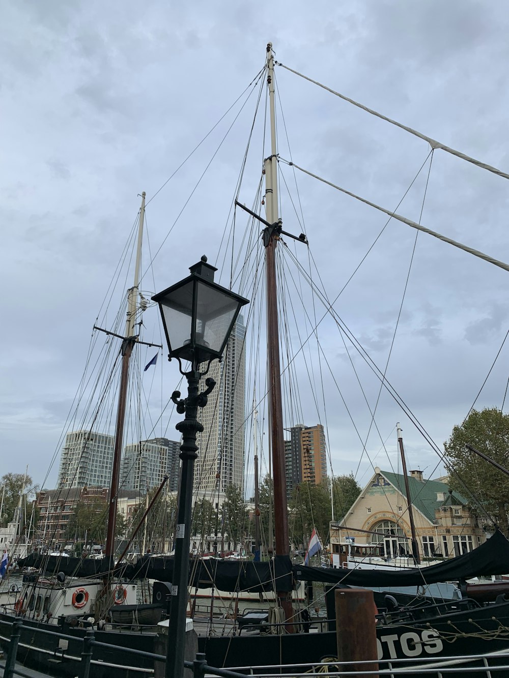 a boat docked in a harbor