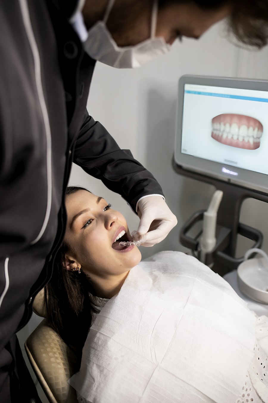 Dentist examining a patient at Dental Care Clinic