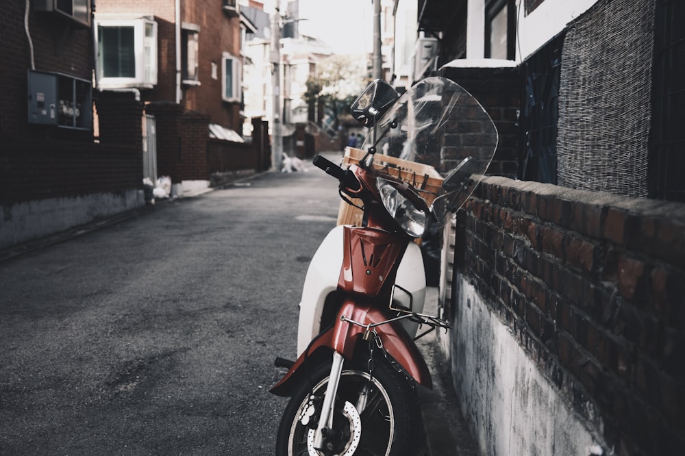 a motorcycle parked on a street