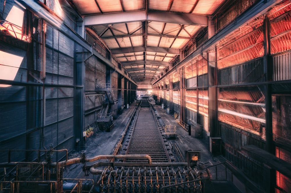 a train station with several trains