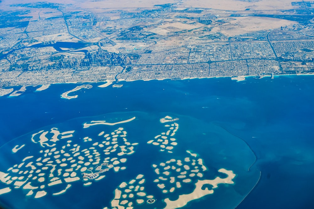 aerial view of a large body of water