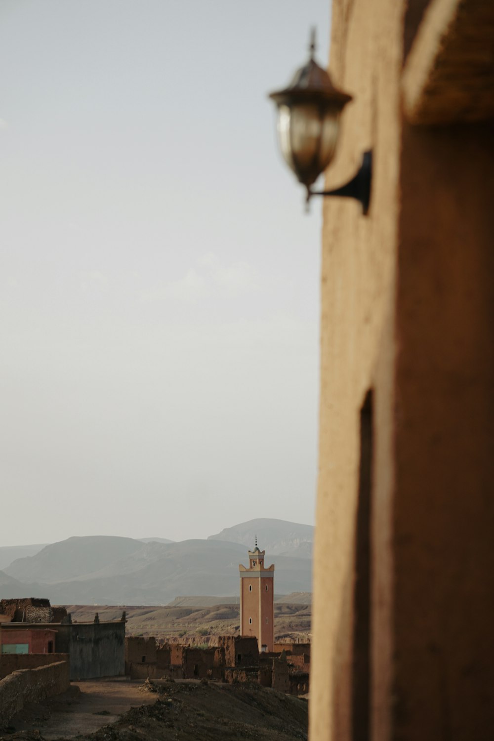 a lamp on a building