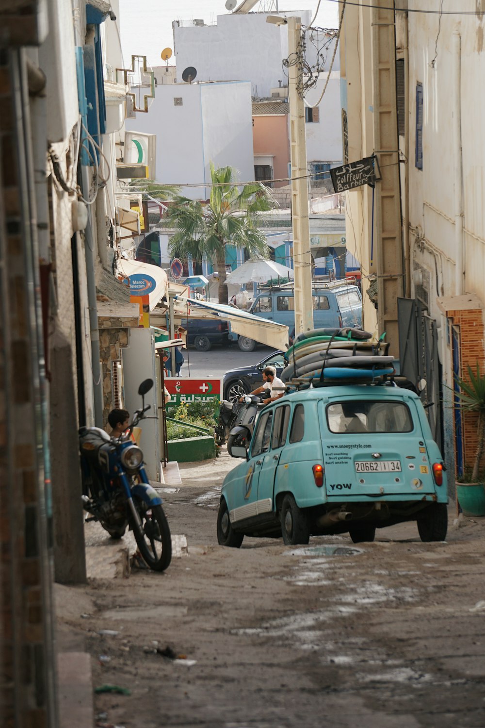 a street is filled with cars